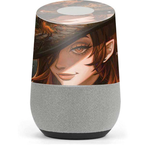 Halloween Pumpkin Witch with Fox by Ivy Dolamore Google Home Skin